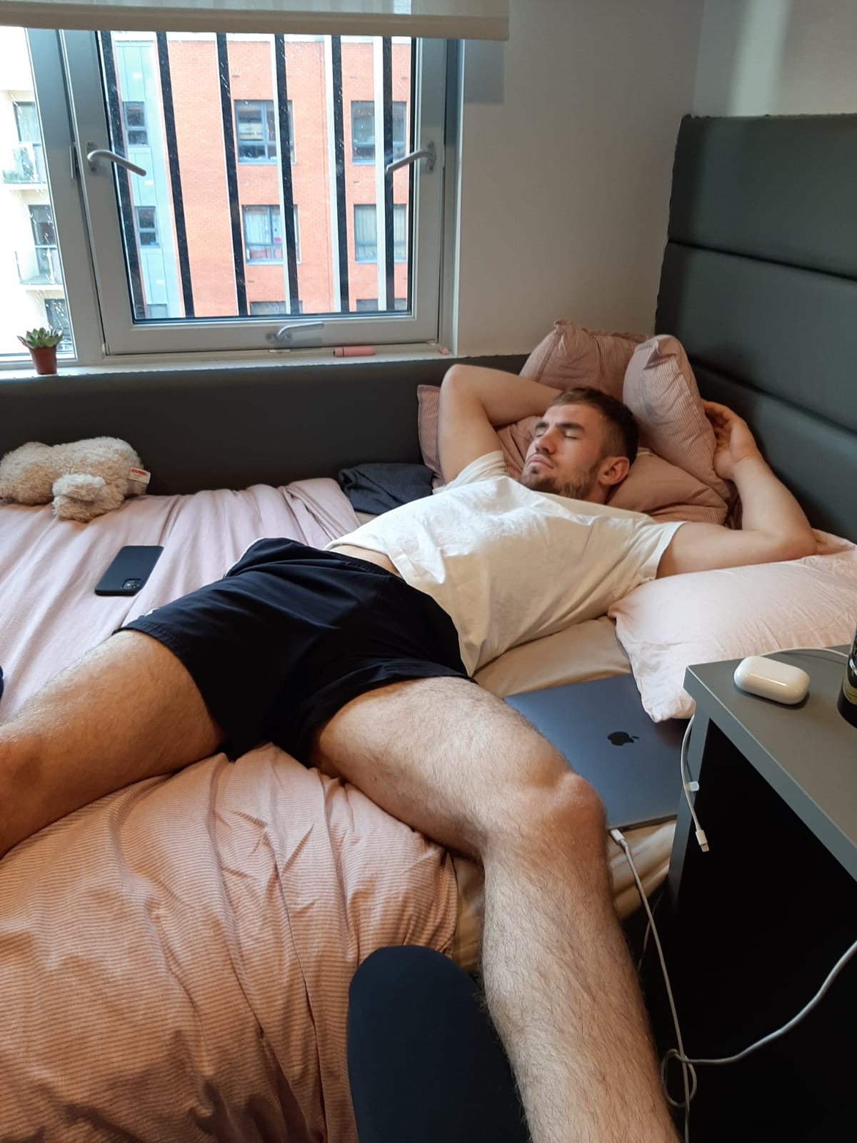 Harry at home during illness, exhausted