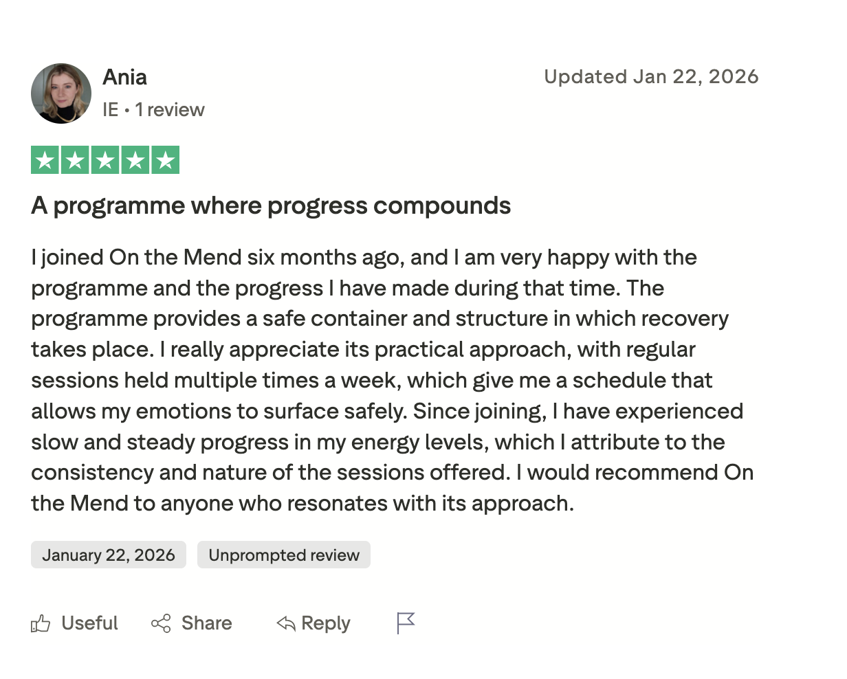 Five star Trustpilot review from Ania